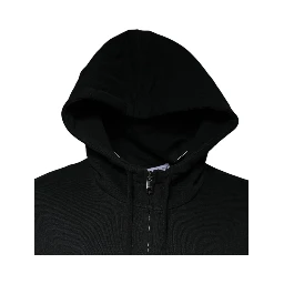 Black Logo Plaque Hooded Full Zip Sweater