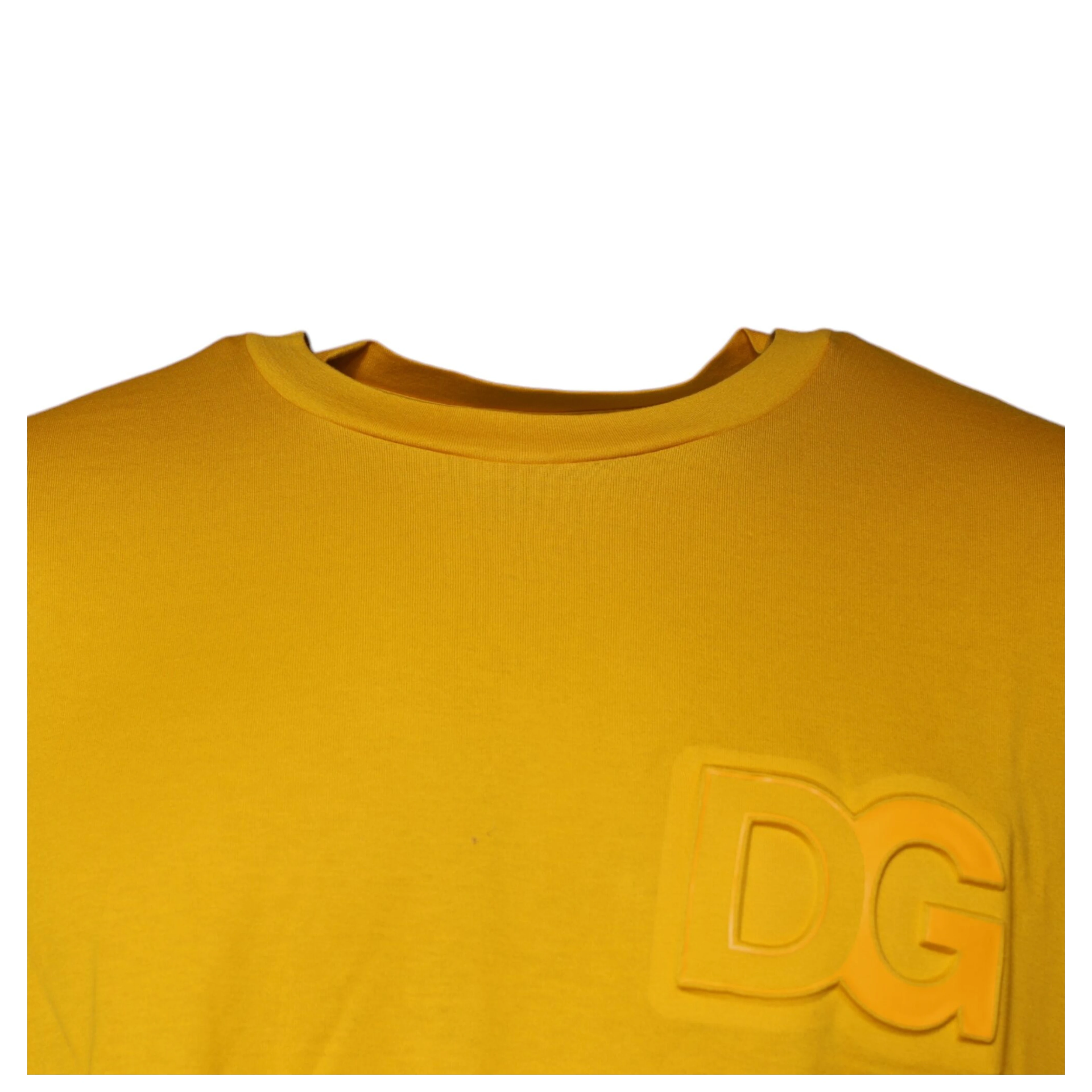 Mustard Embossed Logo Crew Neck T-shirt