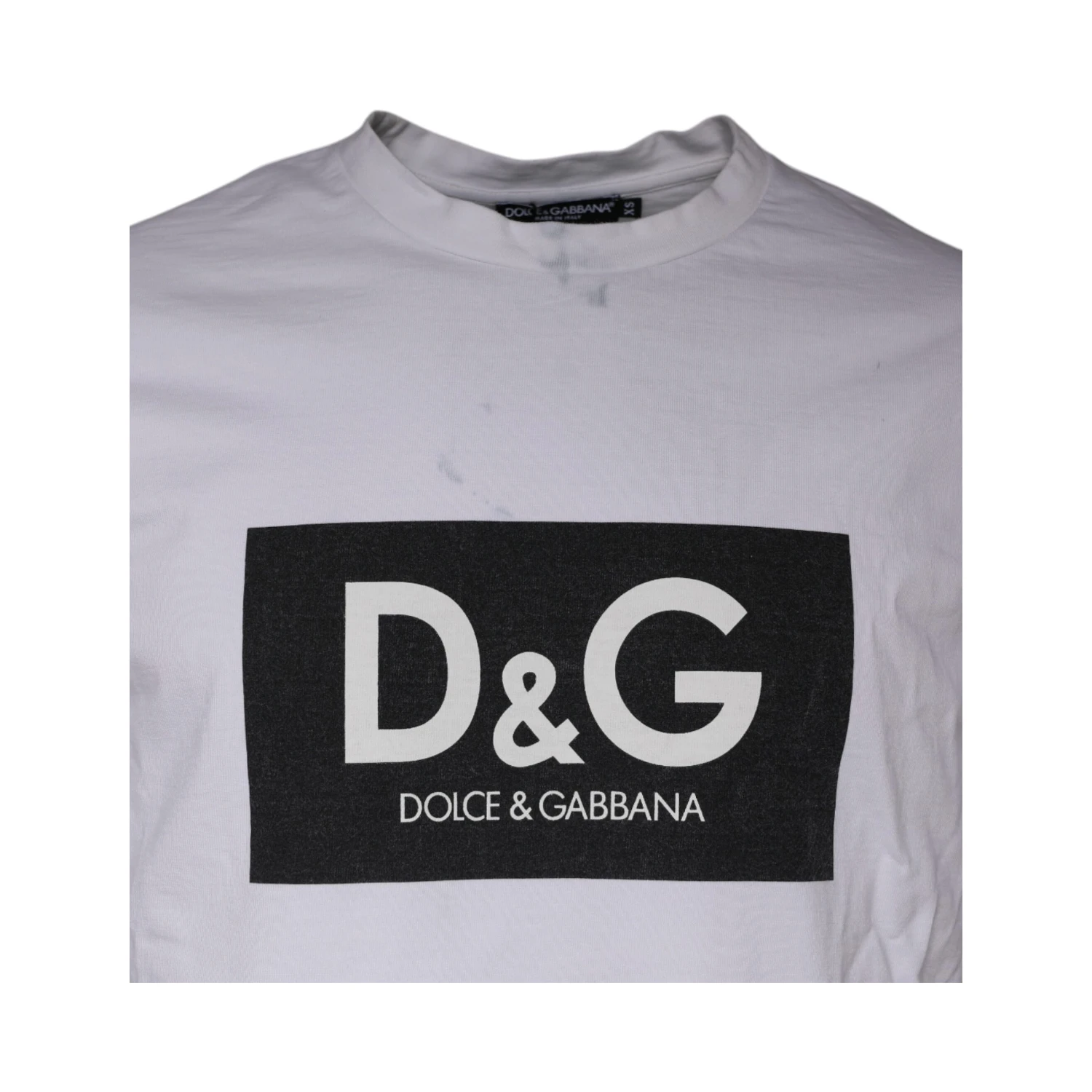 White Logo Print Cotton Crew Neck T-shirt
