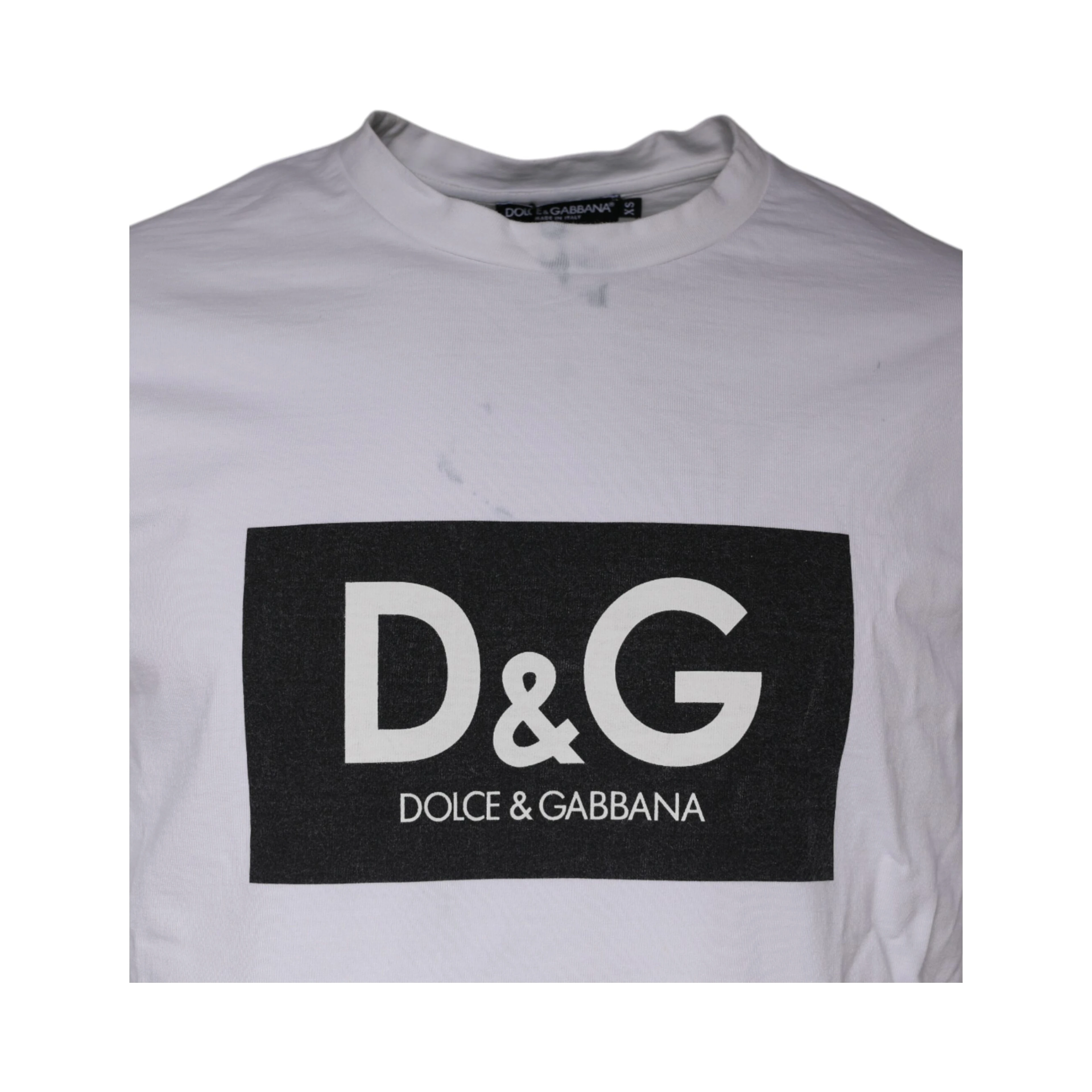 White Logo Print Cotton Crew Neck T-shirt