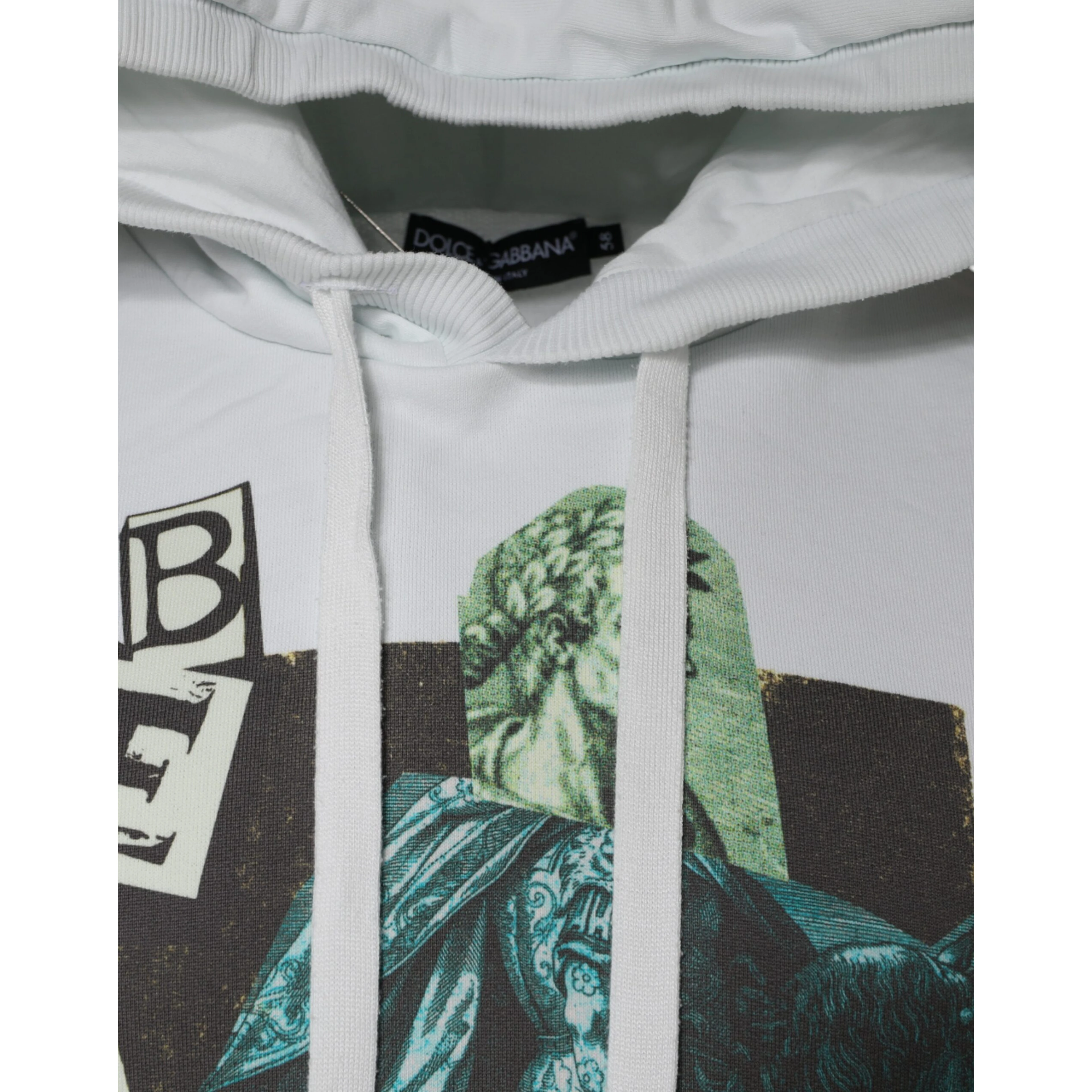 White Caesar Cotton Hooded Pullover Sweater