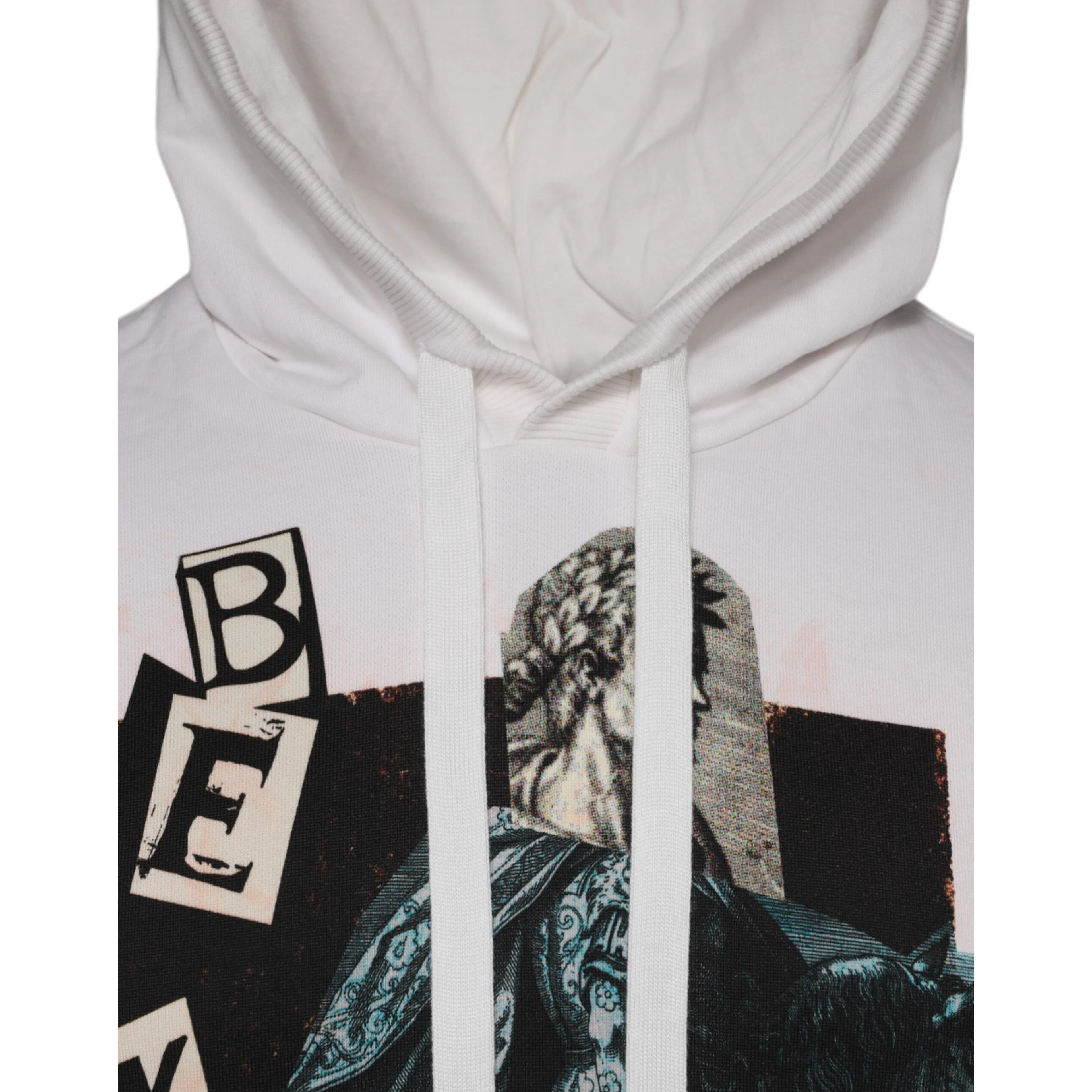 White Caesar Cotton Hooded Pullover Sweater