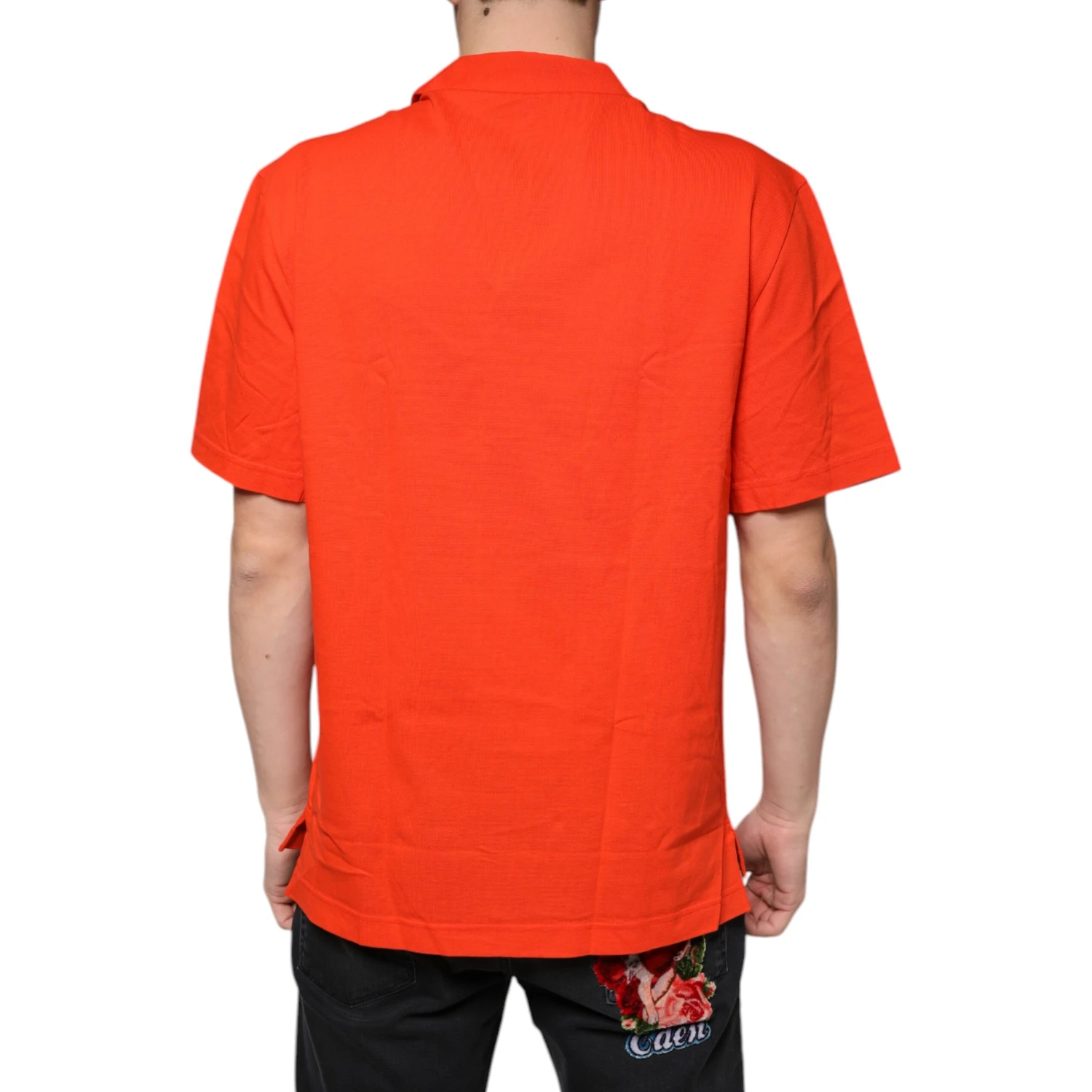 Orange Cotton Button Down Casual Polo Shirt