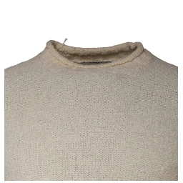 Beige Wool Knit Long Sleeve Round Neck Pullover Sweater