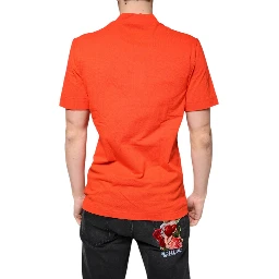 Orange Cotton Button Down Casual Polo Shirt