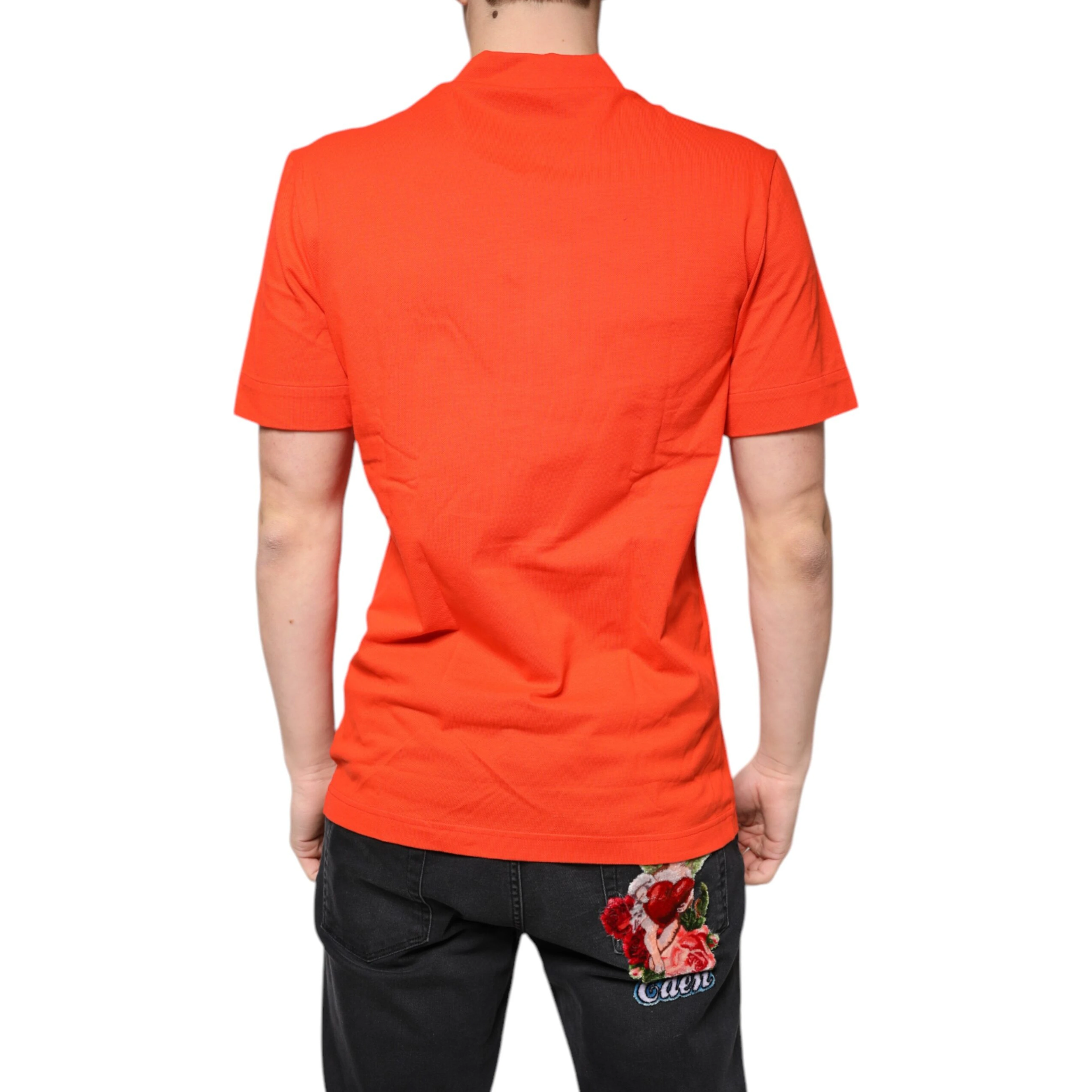 Orange Cotton Button Down Casual Polo Shirt