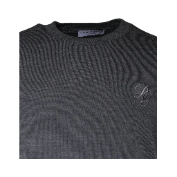 Dark Gray Wool Crew Neck Pullover Sweater