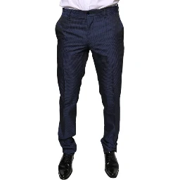 Blue Polyester Formal Tuxedo Pants