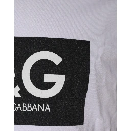 White Logo Print Cotton Crew Neck T-shirt