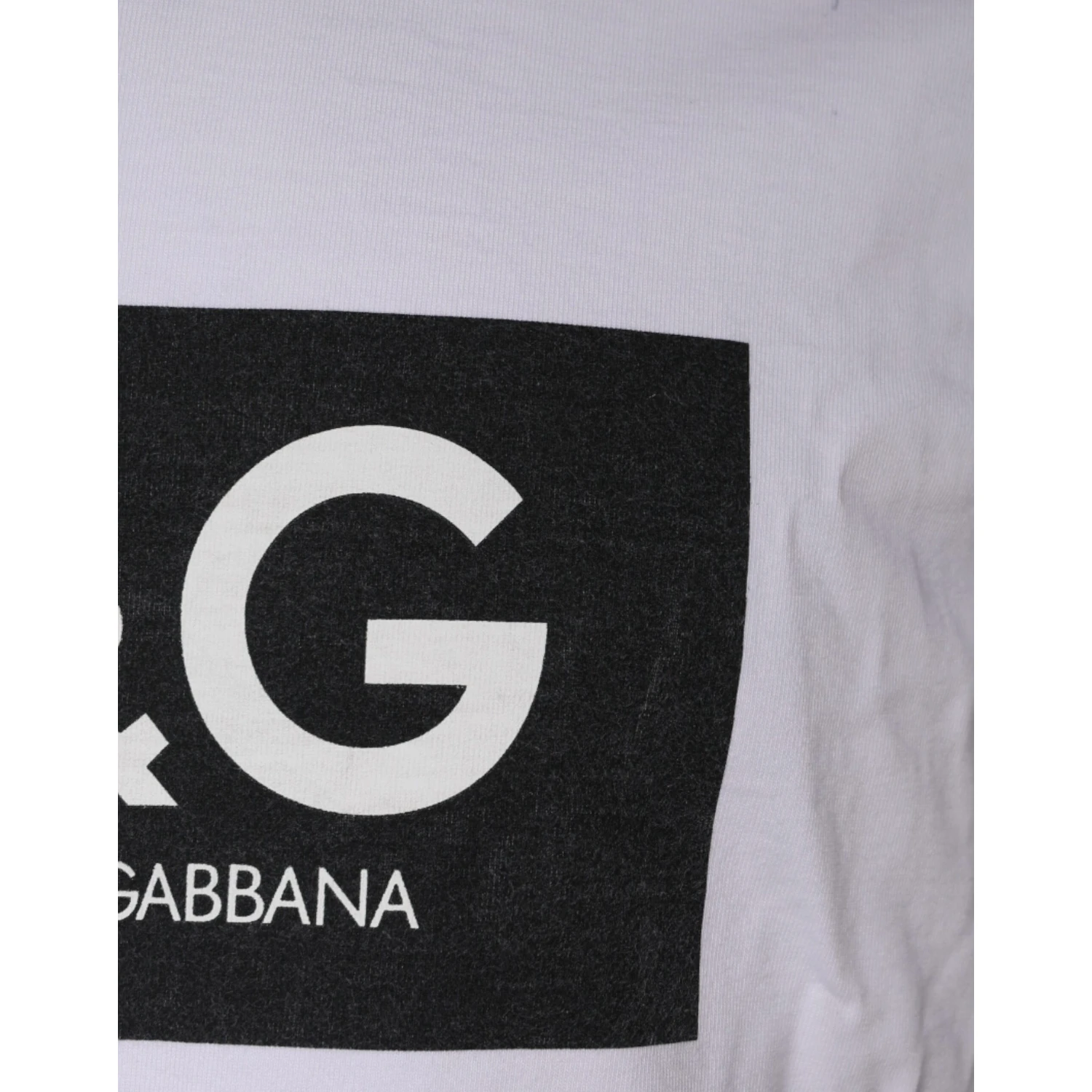 White Logo Print Cotton Crew Neck T-shirt