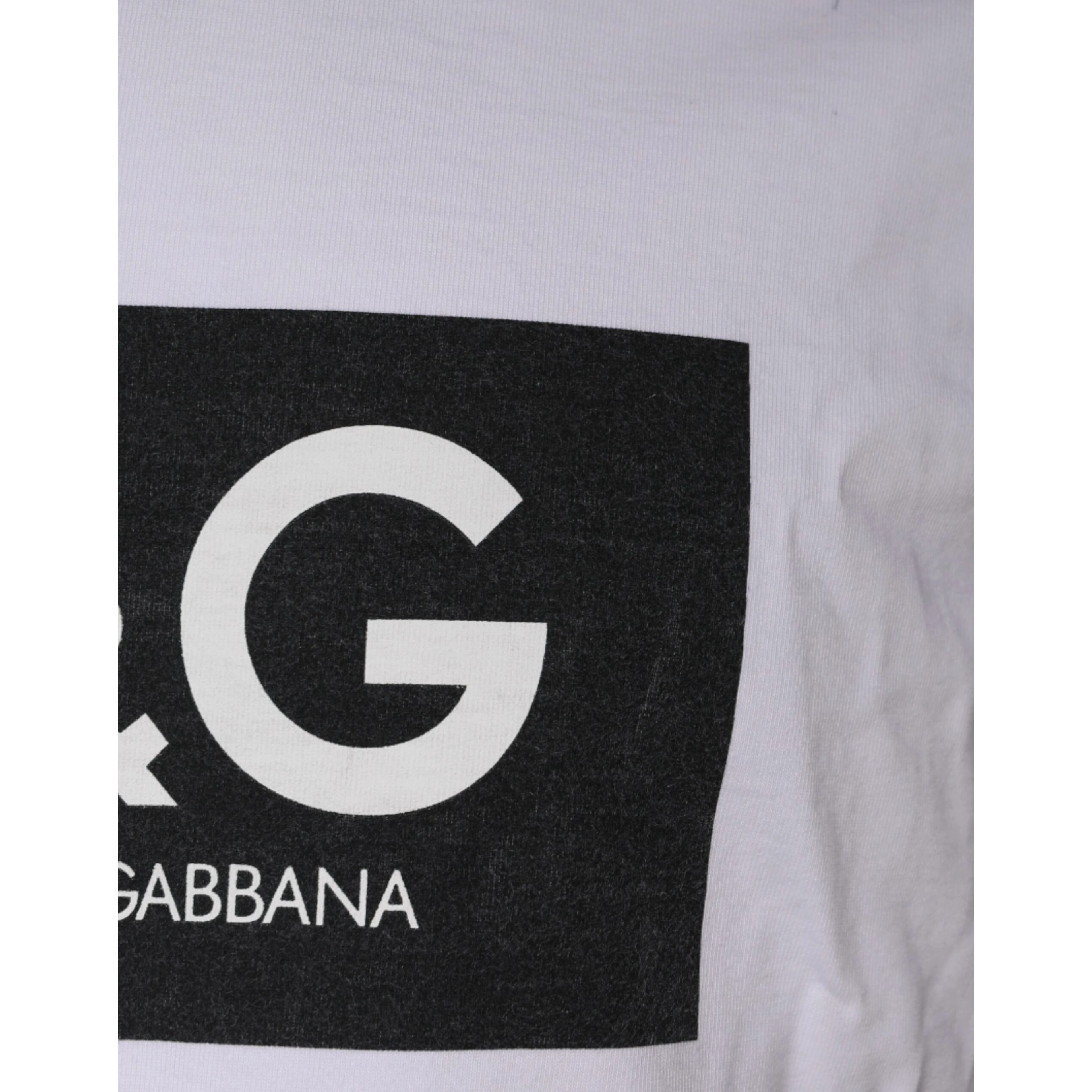 White Logo Print Cotton Crew Neck T-shirt