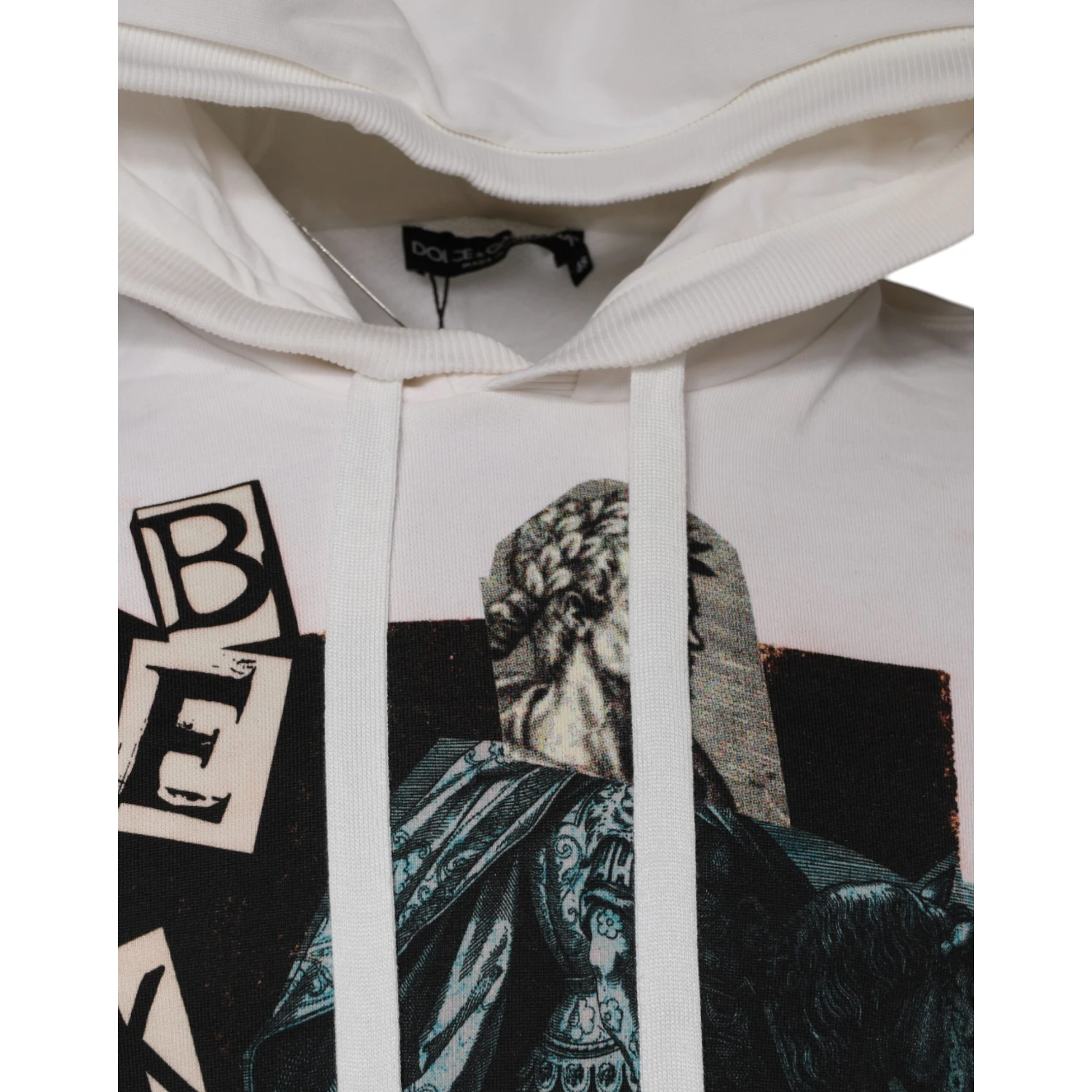 White Caesar Cotton Hooded Pullover Sweater