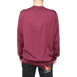 Maroon Cashmere V-neck Men Pullover Sweater