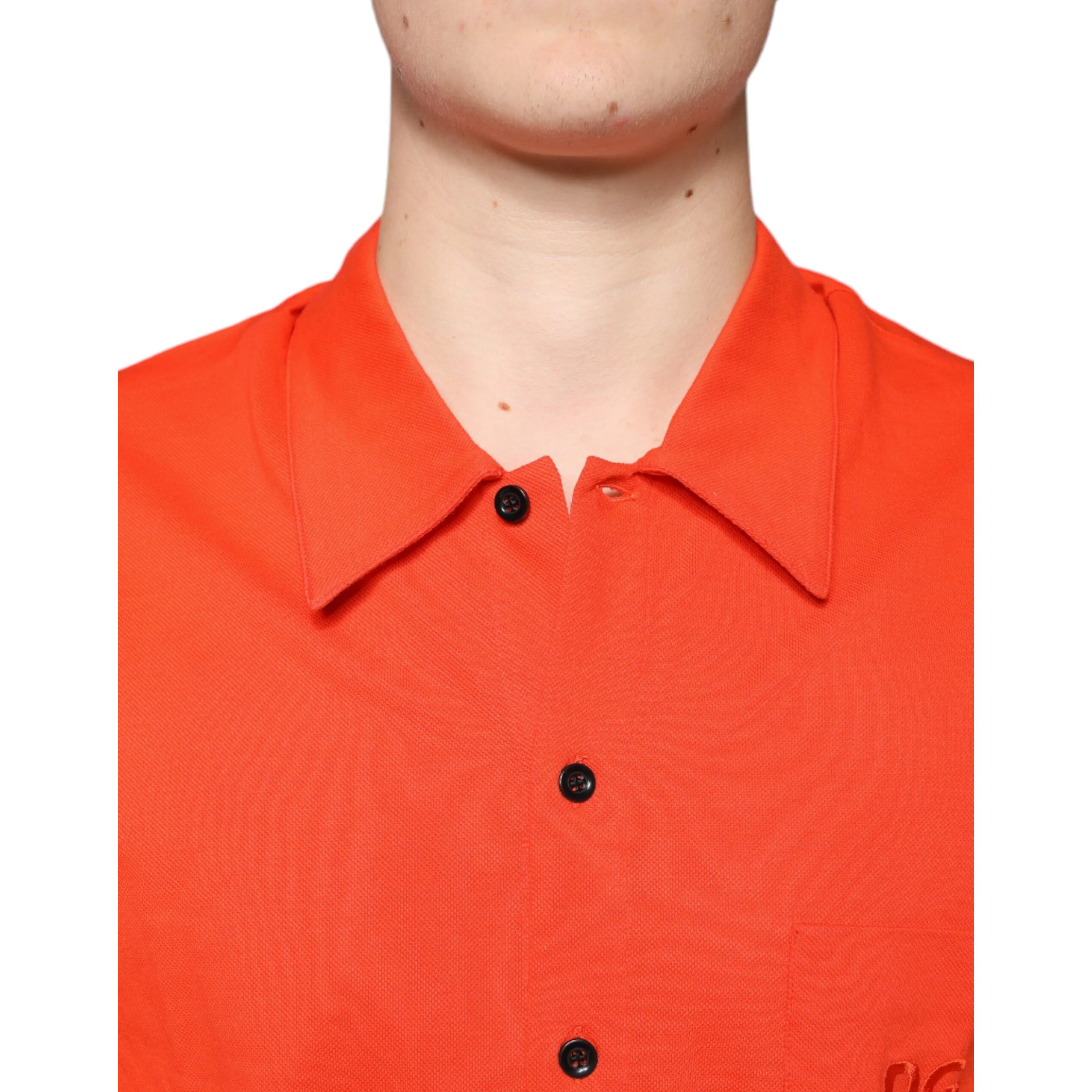 Orange Cotton Button Down Casual Polo Shirt