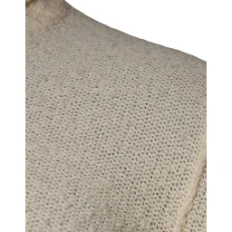 Beige Wool Knit Long Sleeve Round Neck Pullover Sweater