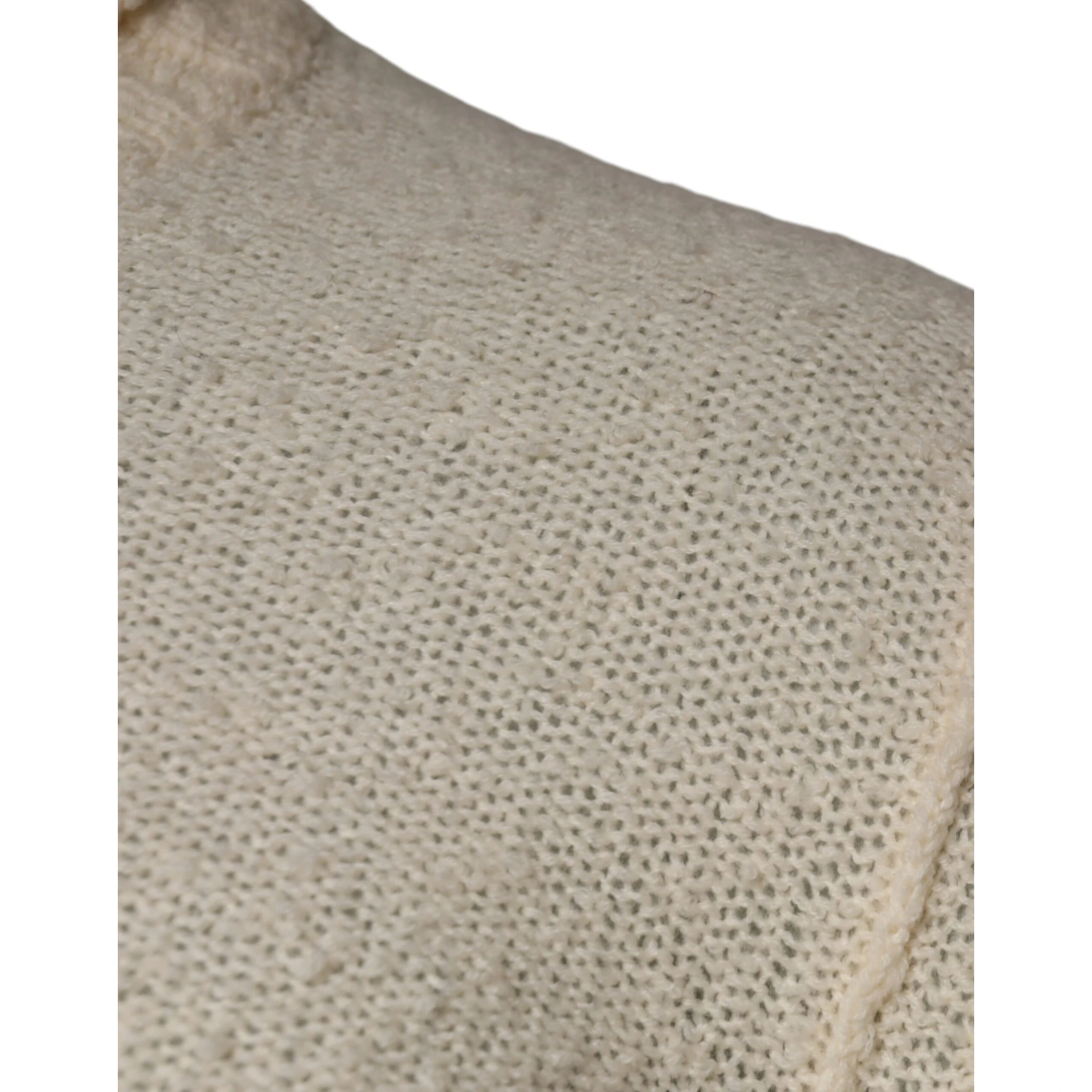 Beige Wool Knit Long Sleeve Round Neck Pullover Sweater
