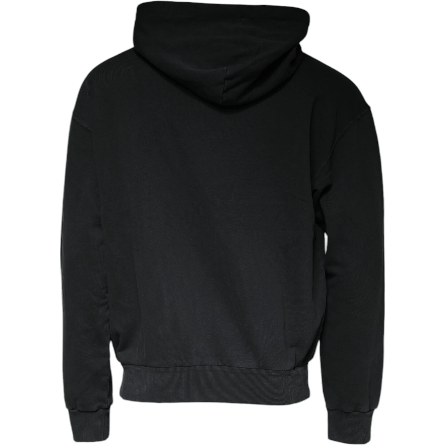 Black Logo Plaque Hooded Full Zip Sweater