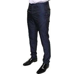 Blue Polyester Formal Tuxedo Pants