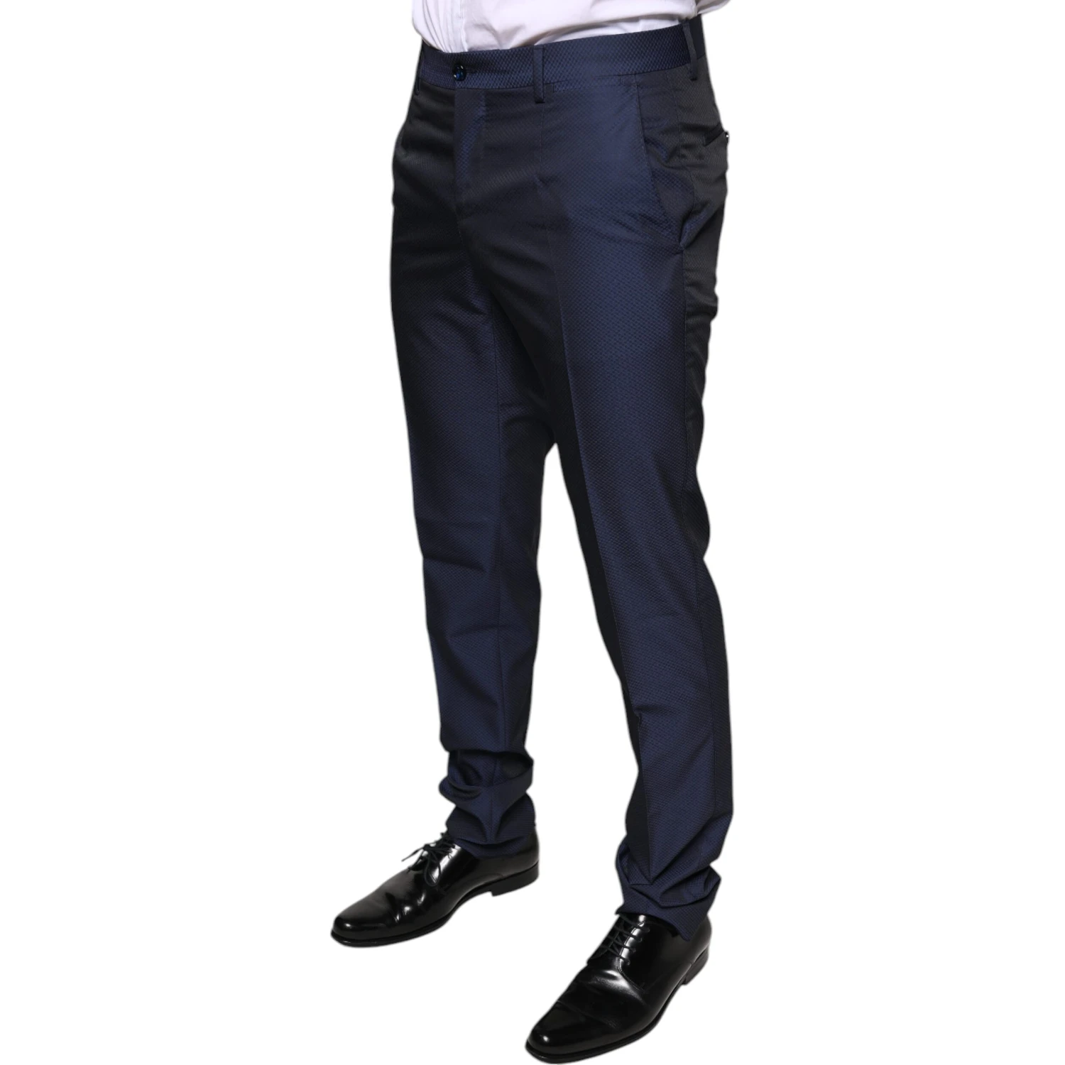 Blue Polyester Formal Tuxedo Pants