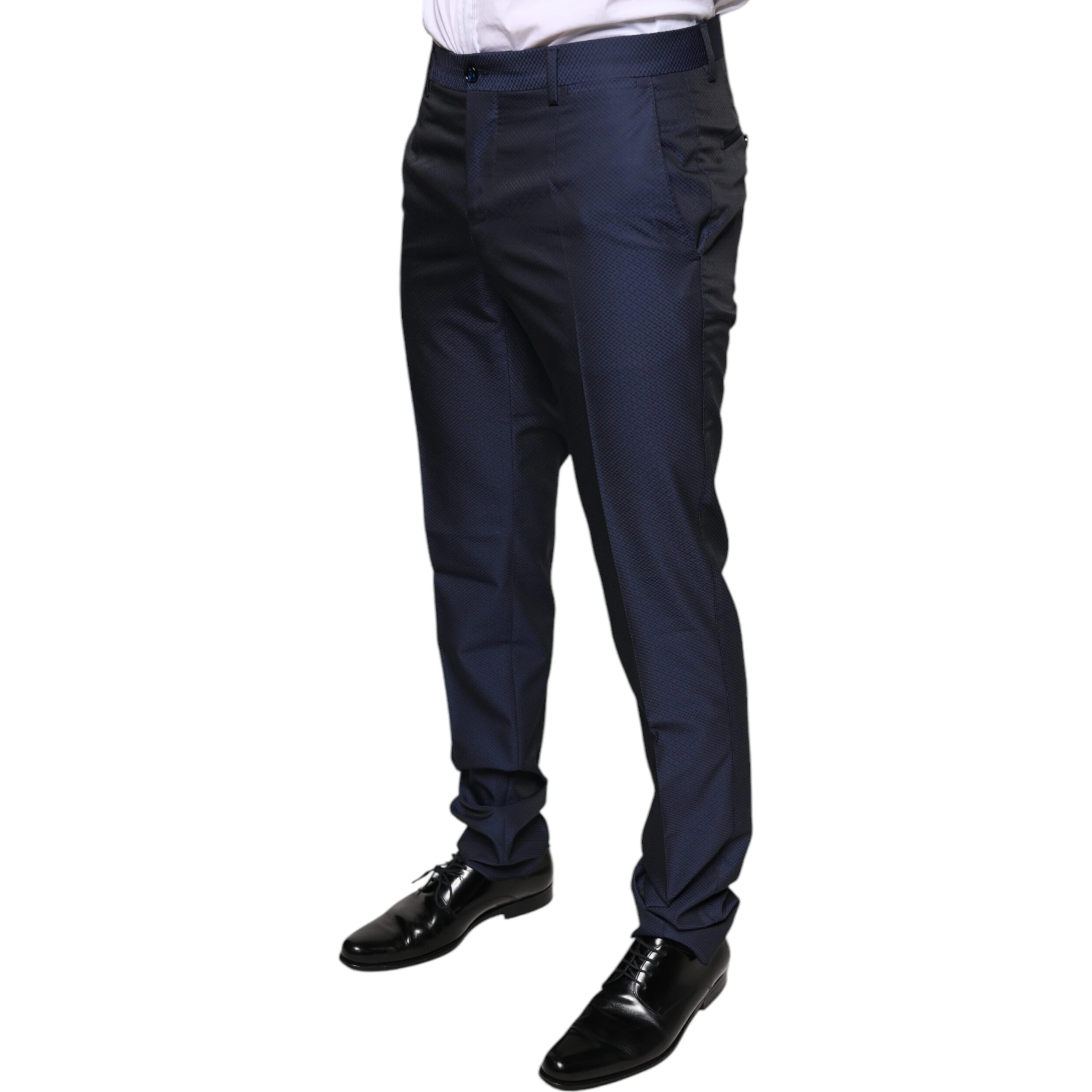 Blue Polyester Formal Tuxedo Pants