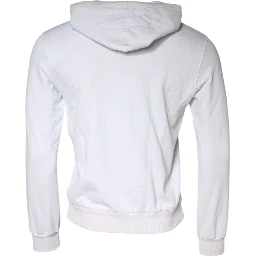 White Caesar Cotton Hooded Pullover Sweater