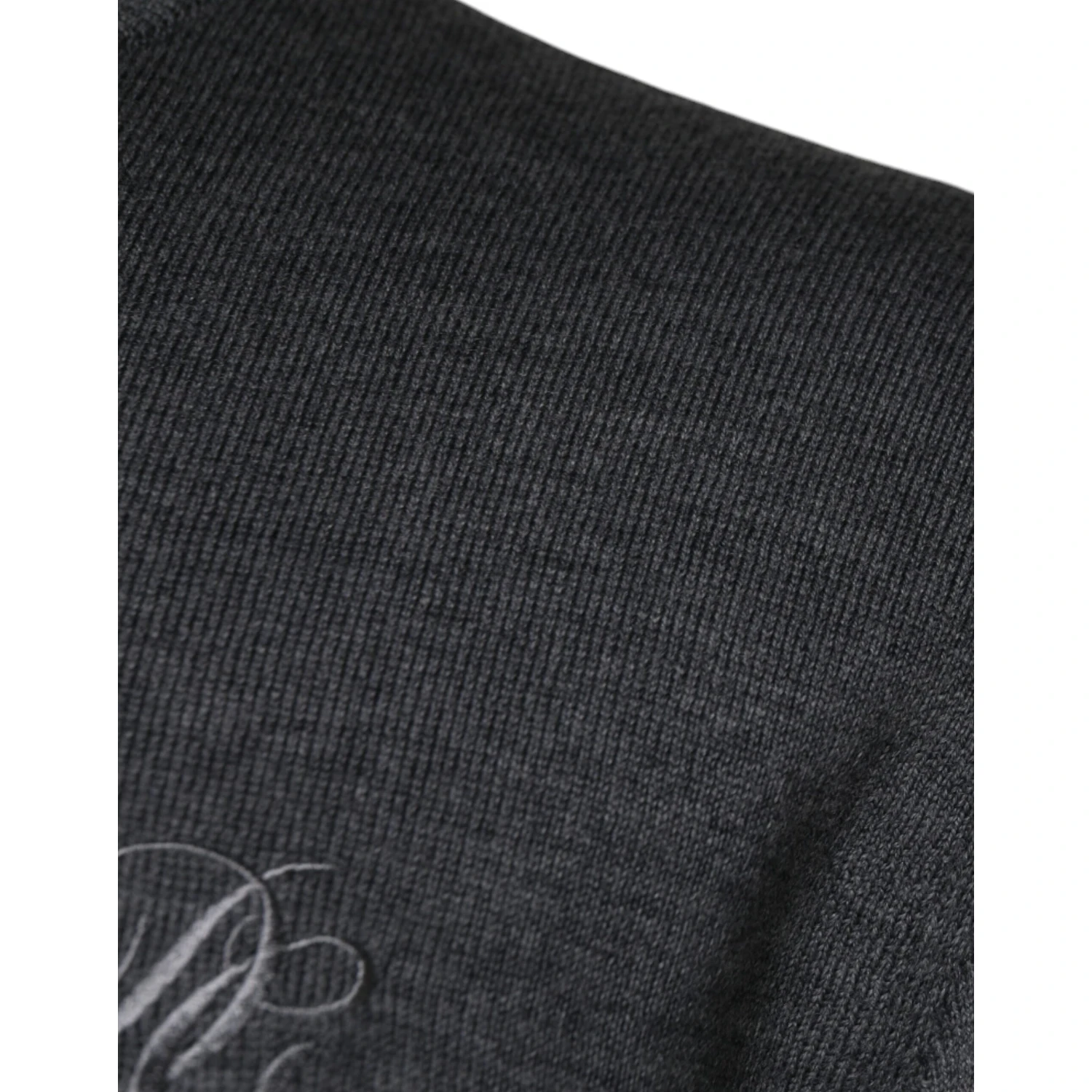 Dark Gray Wool Crew Neck Pullover Sweater