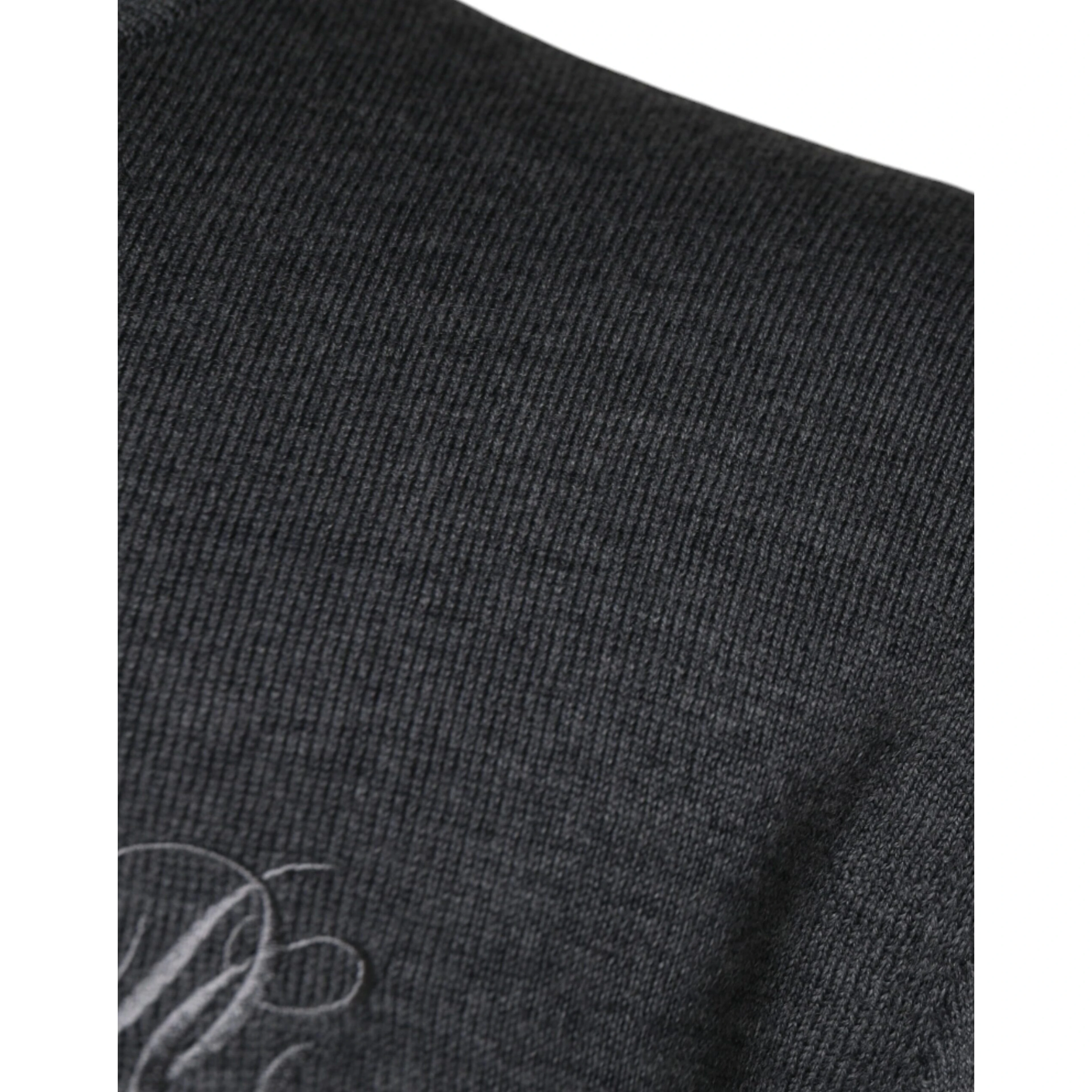 Dark Gray Wool Crew Neck Pullover Sweater