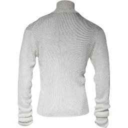 White Long Sleeve Turtleneck Men Pullover Sweater
