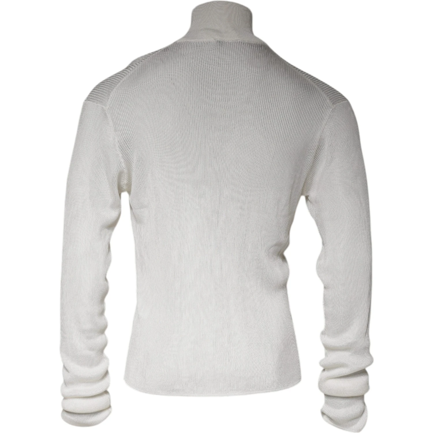 White Long Sleeve Turtleneck Men Pullover Sweater