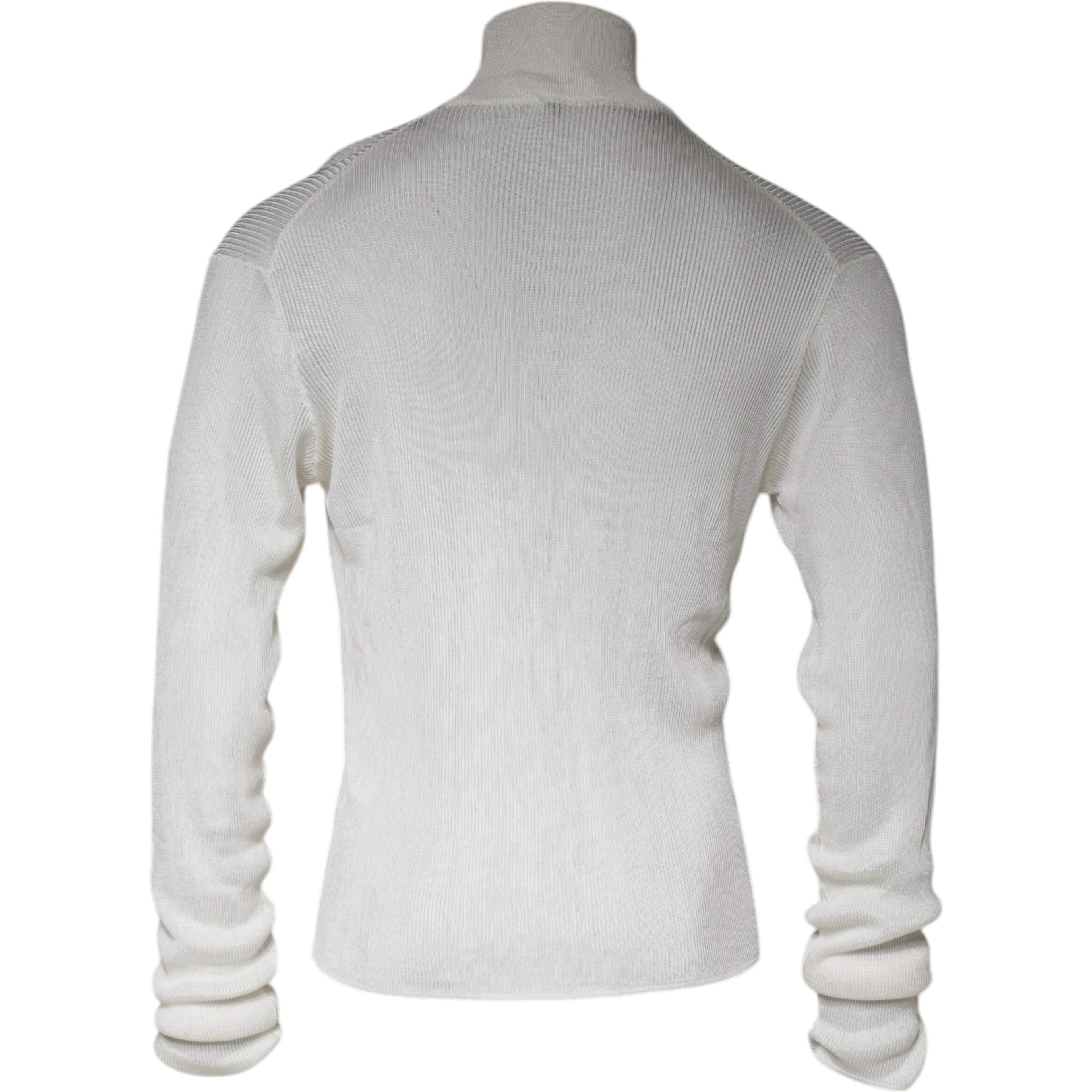 White Long Sleeve Turtleneck Men Pullover Sweater