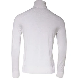 White Long Sleeve Turtleneck Men Pullover Sweater