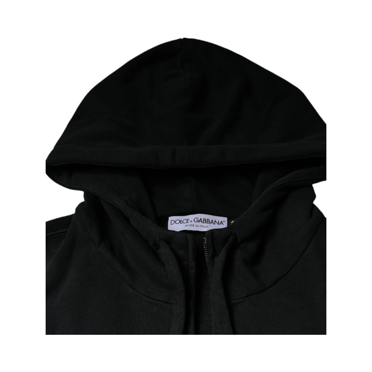 Black Logo Plaque Hooded Full Zip Sweater
