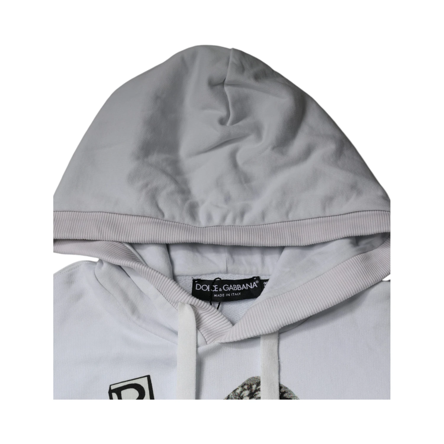 White Caesar Cotton Hooded Pullover Sweater