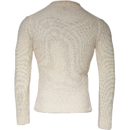 Beige Wool Knit Long Sleeve Round Neck Pullover Sweater