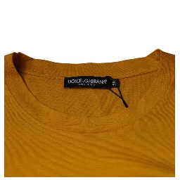 Mustard Embossed Logo Crew Neck T-shirt