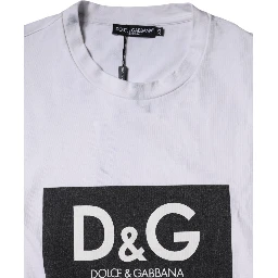 White Logo Print Cotton Crew Neck T-shirt