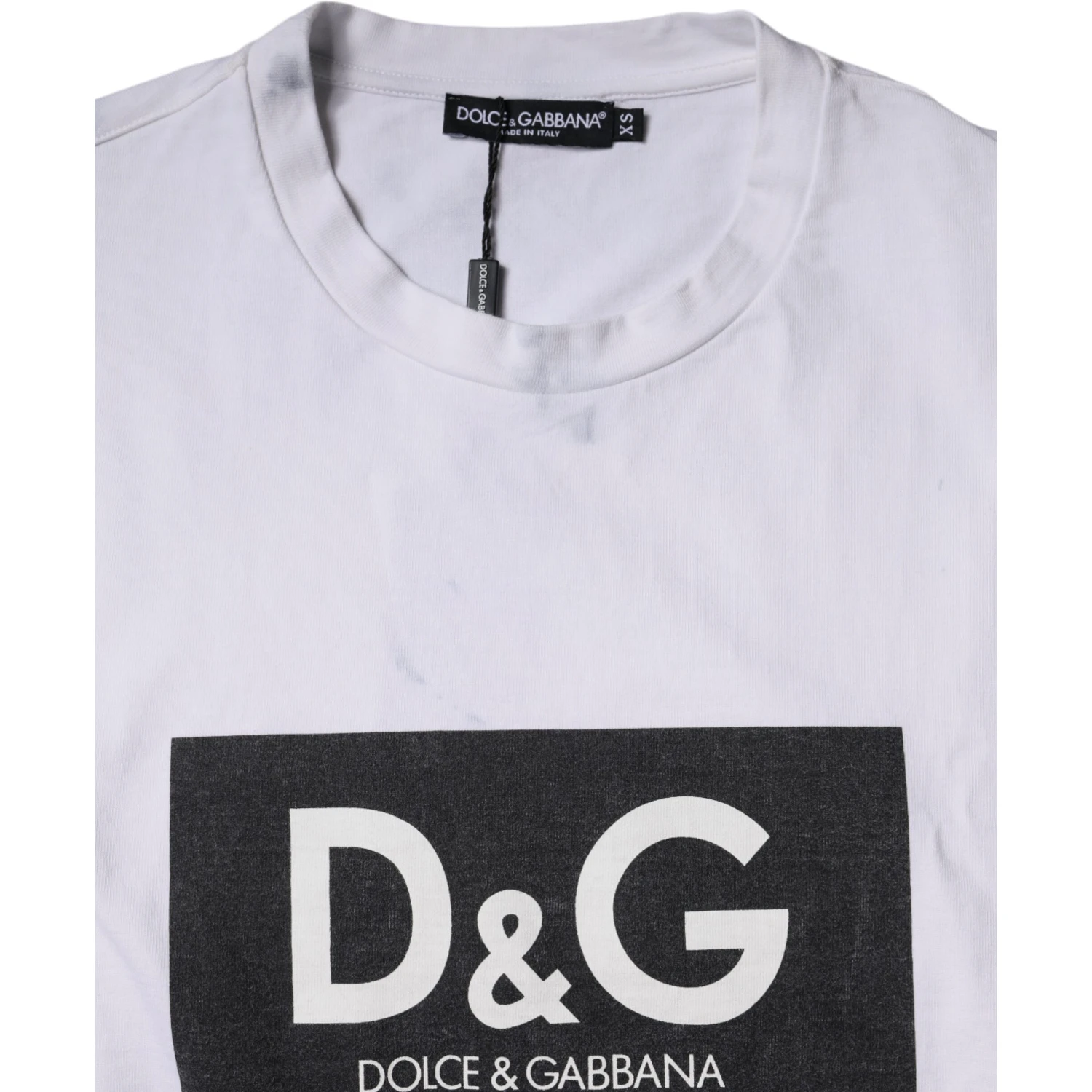 White Logo Print Cotton Crew Neck T-shirt
