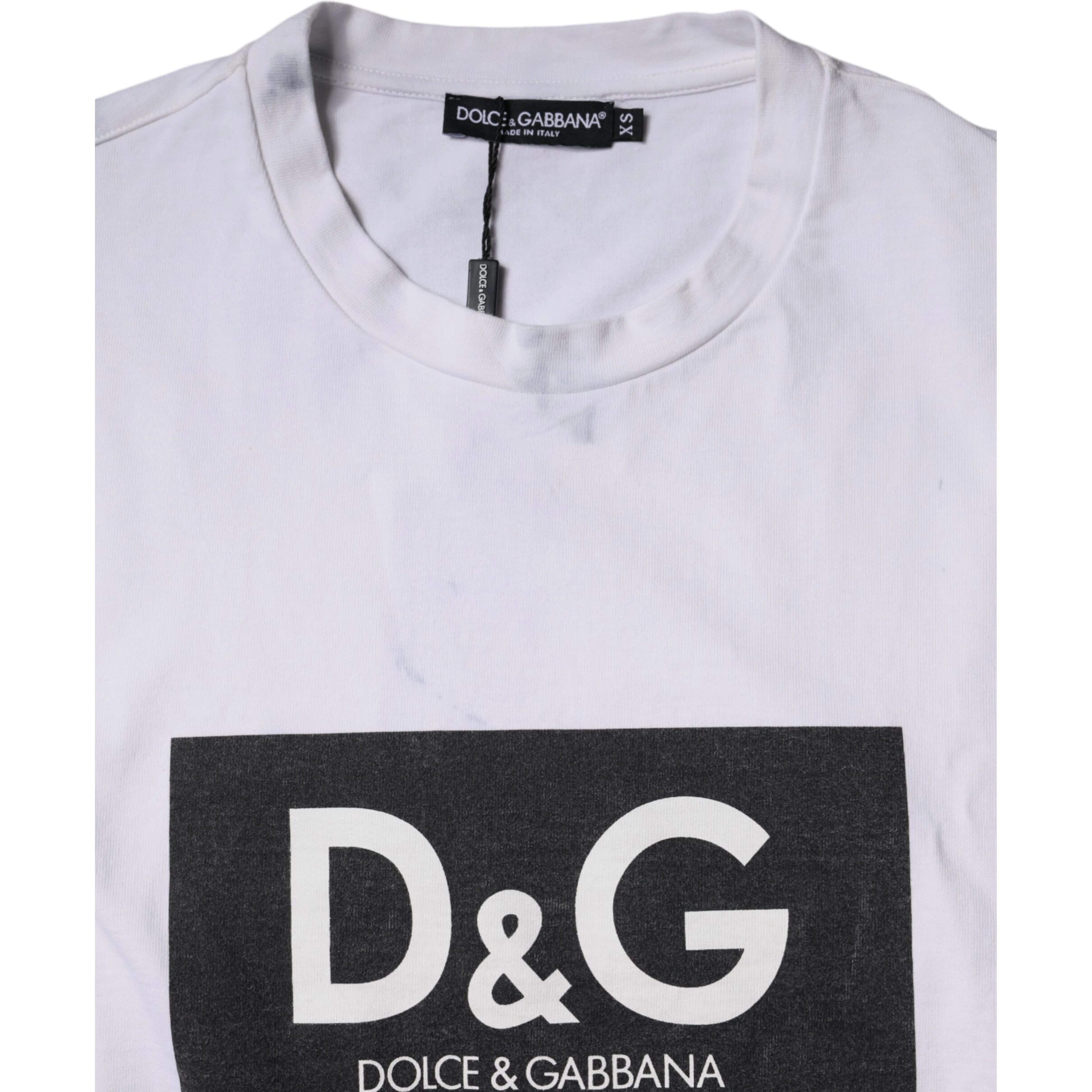 White Logo Print Cotton Crew Neck T-shirt