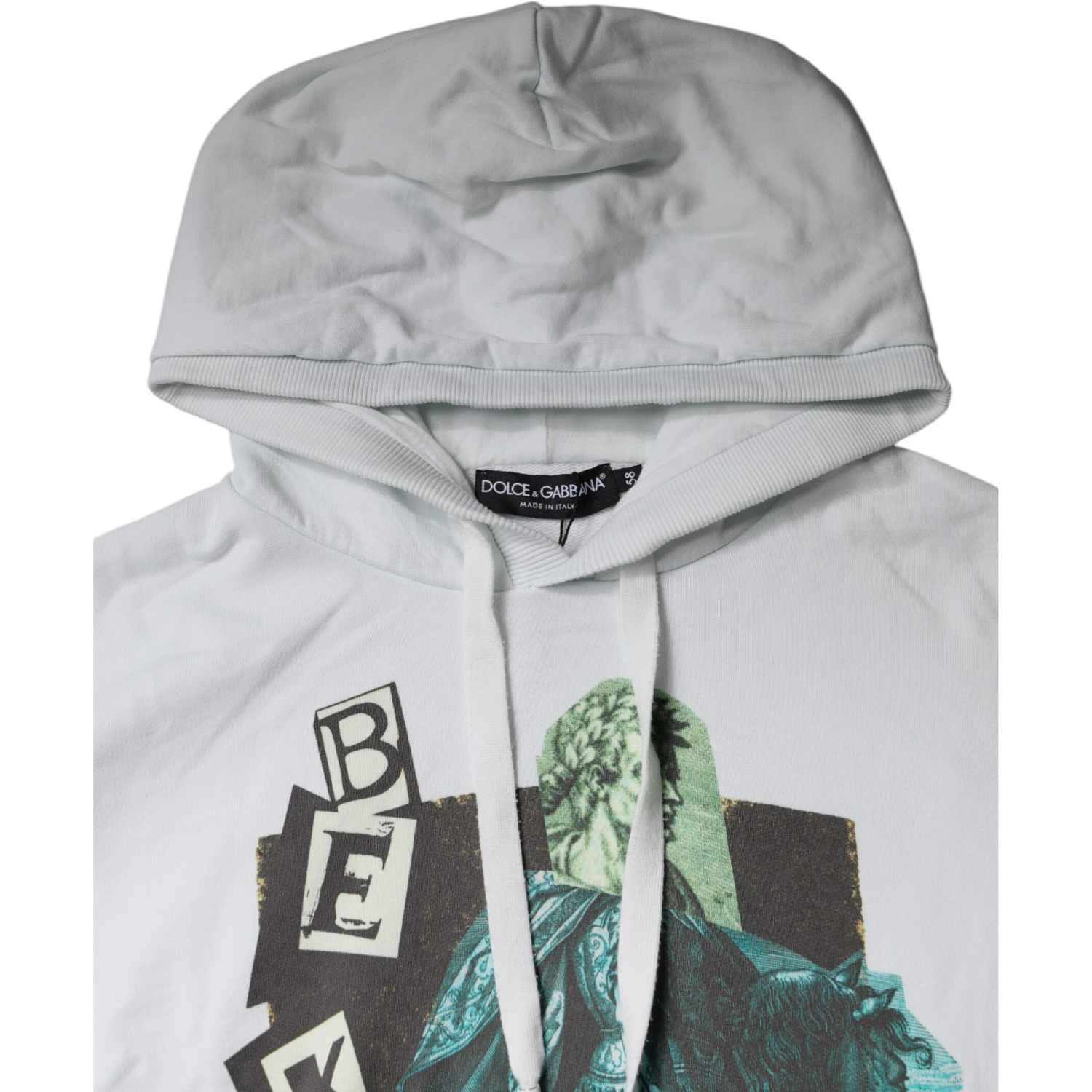 White Caesar Cotton Hooded Pullover Sweater