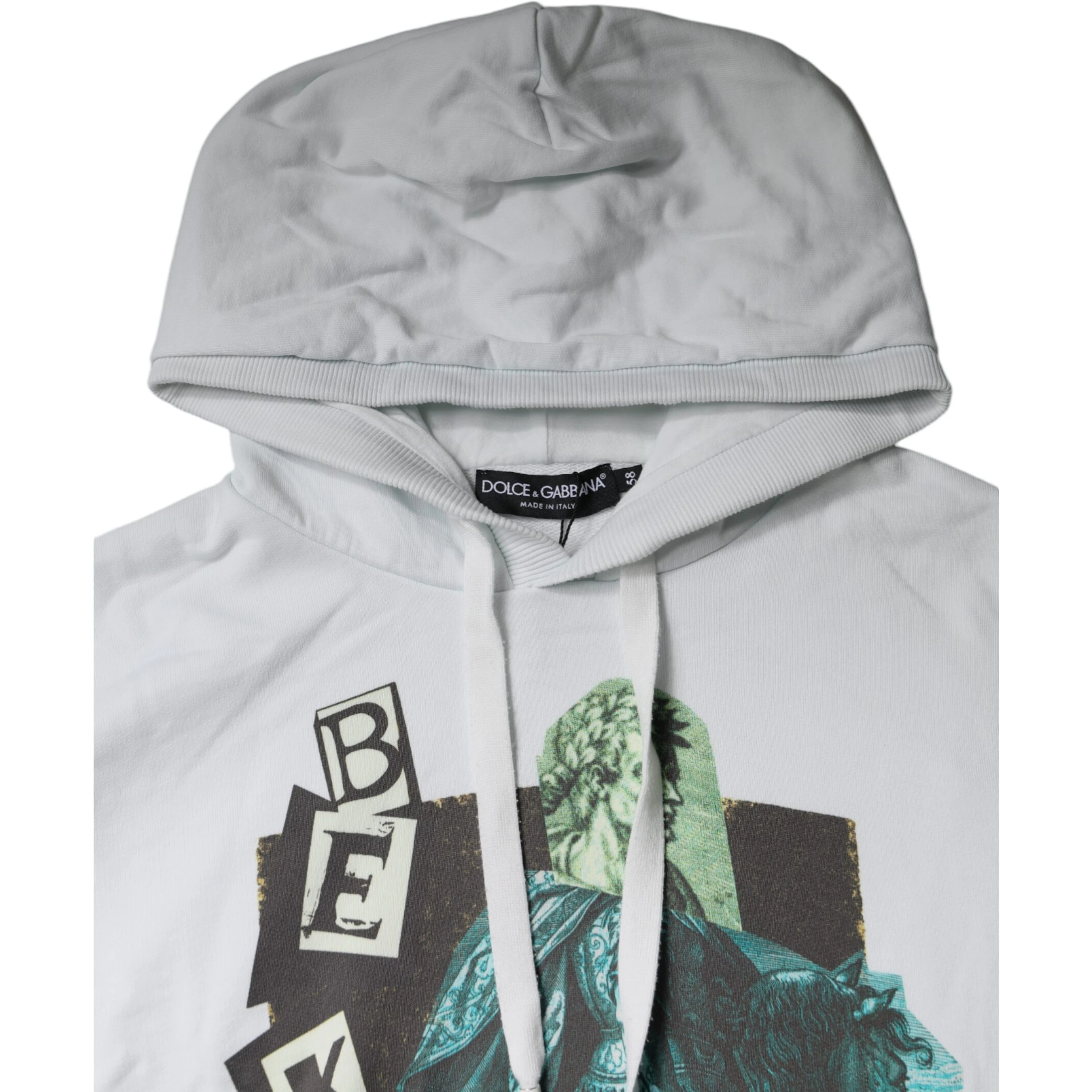 White Caesar Cotton Hooded Pullover Sweater