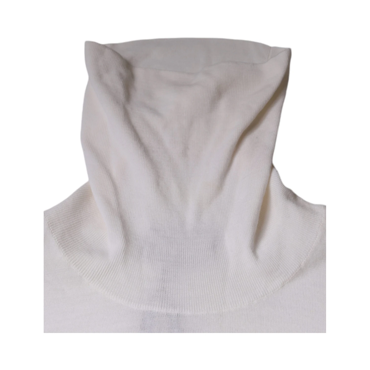 White Long Sleeve Turtleneck Men Pullover Sweater