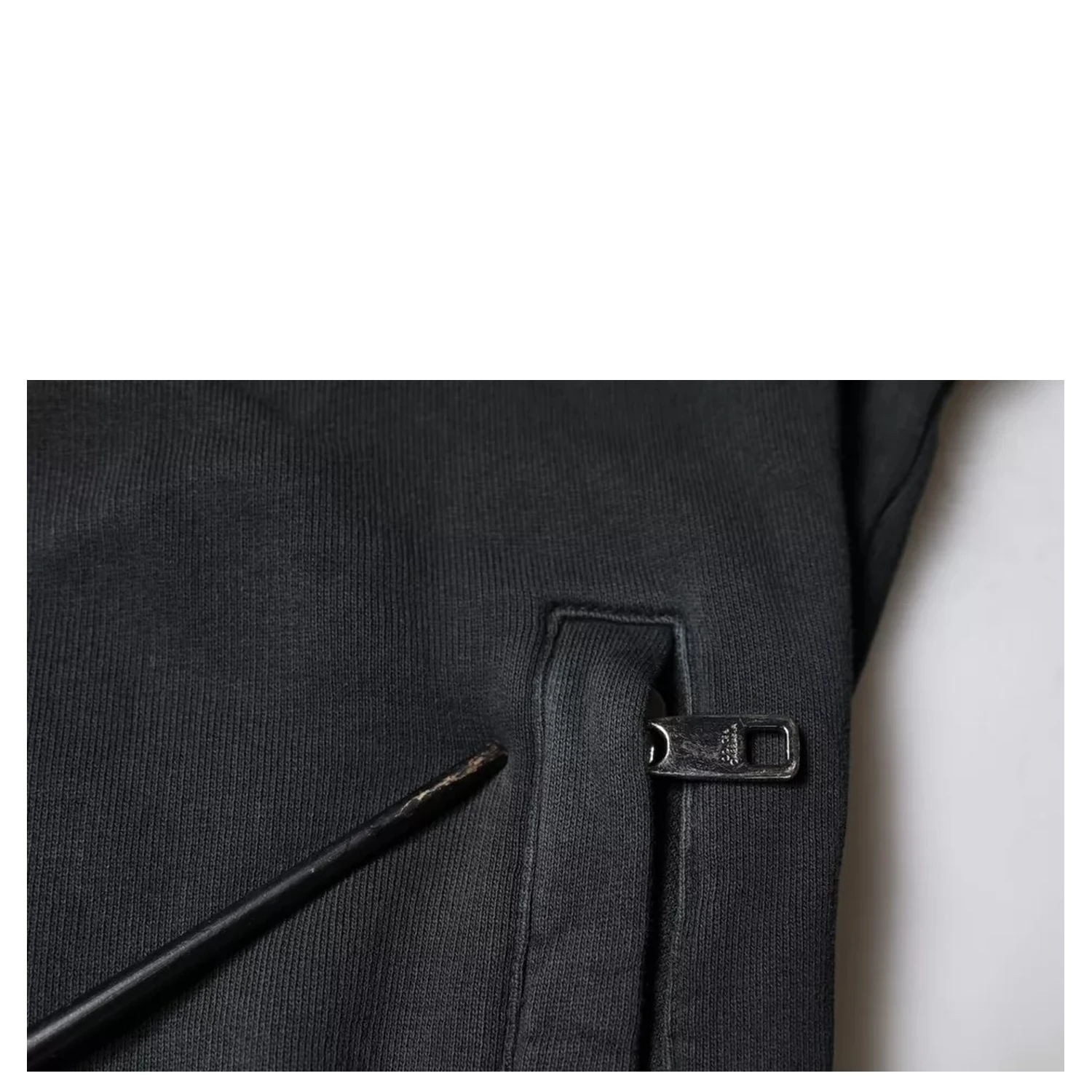 Black Logo Plaque Hooded Full Zip Sweater