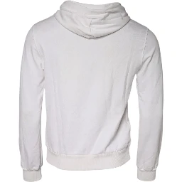 White Caesar Cotton Hooded Pullover Sweater
