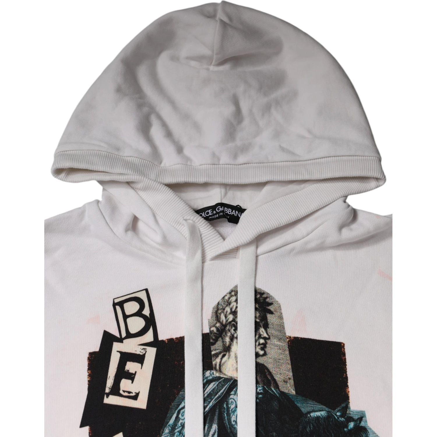 White Caesar Cotton Hooded Pullover Sweater
