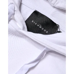 White Logo Cotton Hooded Sweatshirt Sweater
