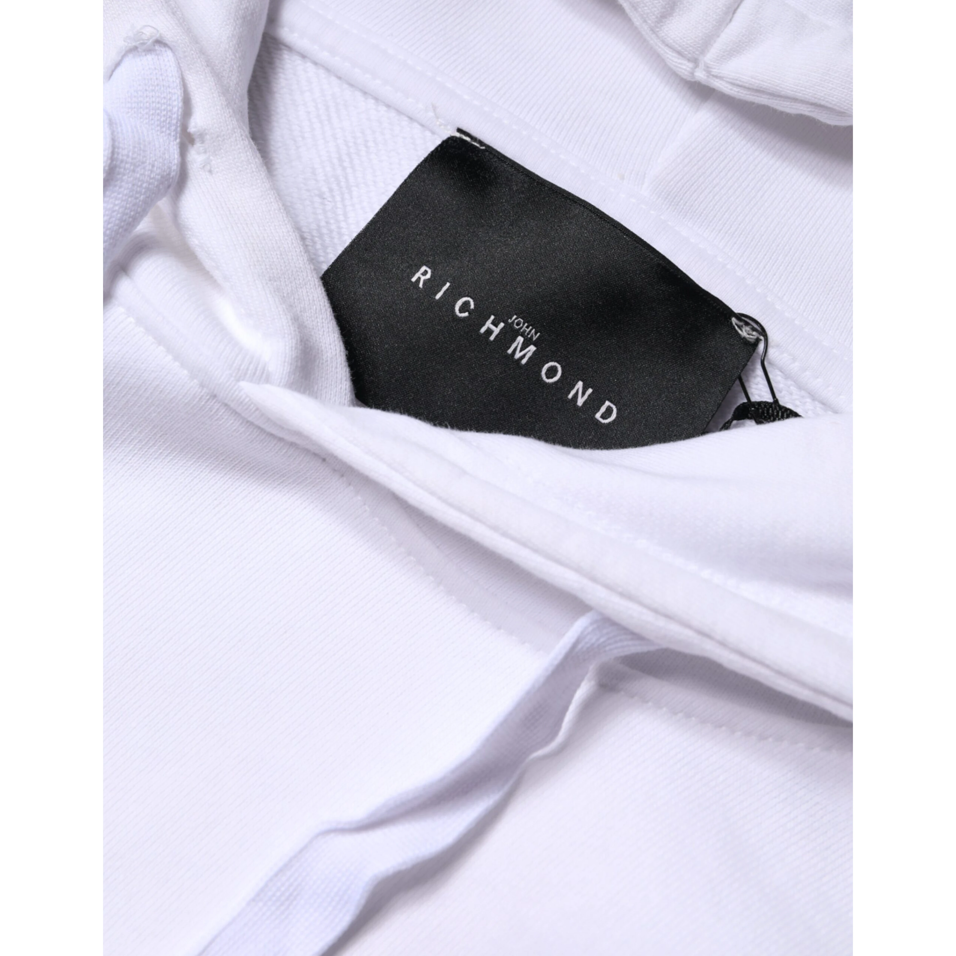 White Logo Cotton Hooded Sweatshirt Sweater