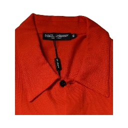 Orange Cotton Button Down Casual Polo Shirt