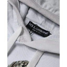 White Caesar Cotton Hooded Pullover Sweater