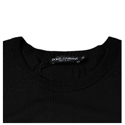 Black Cotton Shorts Sleeves Crewneck T-shirt