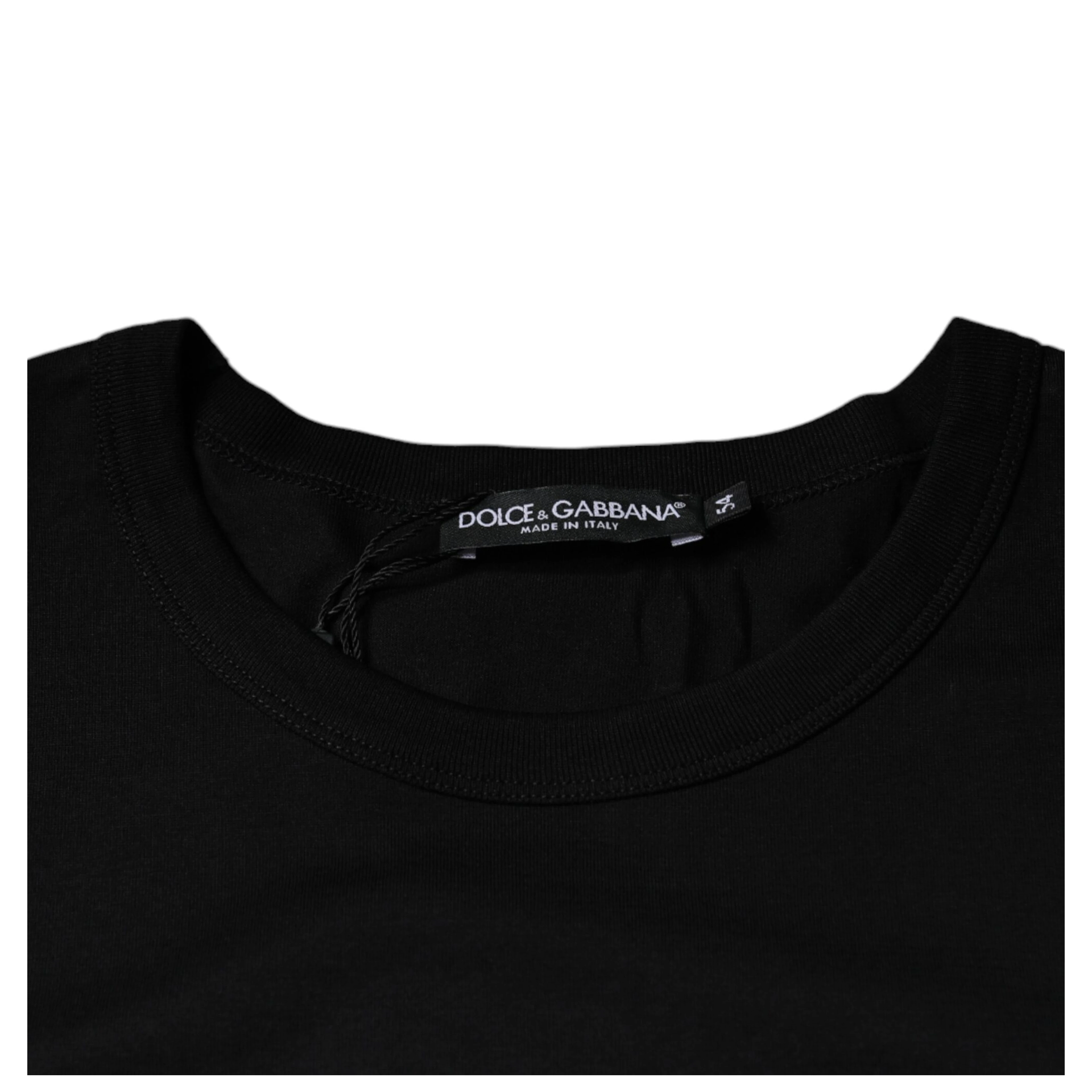 Black Cotton Shorts Sleeves Crewneck T-shirt